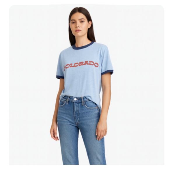 Sportswear VTG SZ L Colorado Single Stitch RingerTee Blue/Navy Blue Unisex - Picture 1 of 8